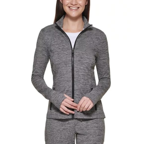 CALVIN KLEIN PERFORMANCE Women's Zip Jacket Gray Black Size L MSRP $80 - Picture 1 of 1